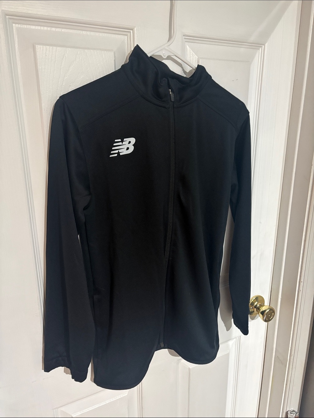 New Balance Boys Black Full‑Zip Track Jacket with White Logo
